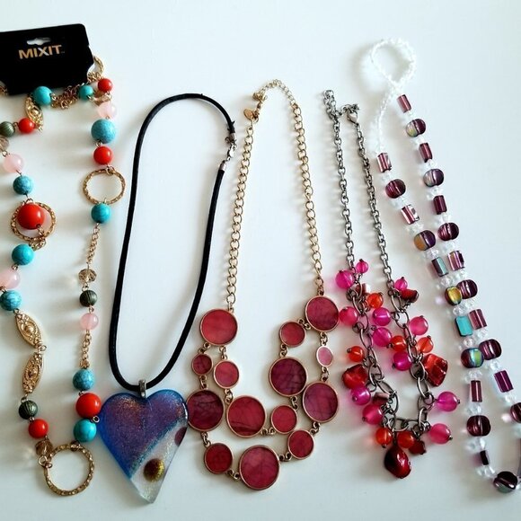 Mixit Pink Necklaces Lot of 5 Heart Beads - Picture 6 of 7